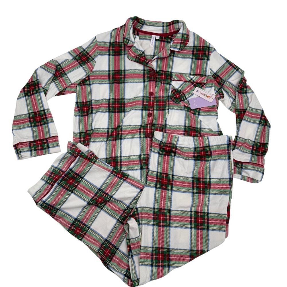 Joyspun Women’s Size 2X-3X Plaid Christmas pajama set Plush Pajamas NWT